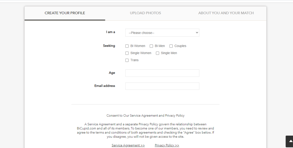 bicupid creating profile